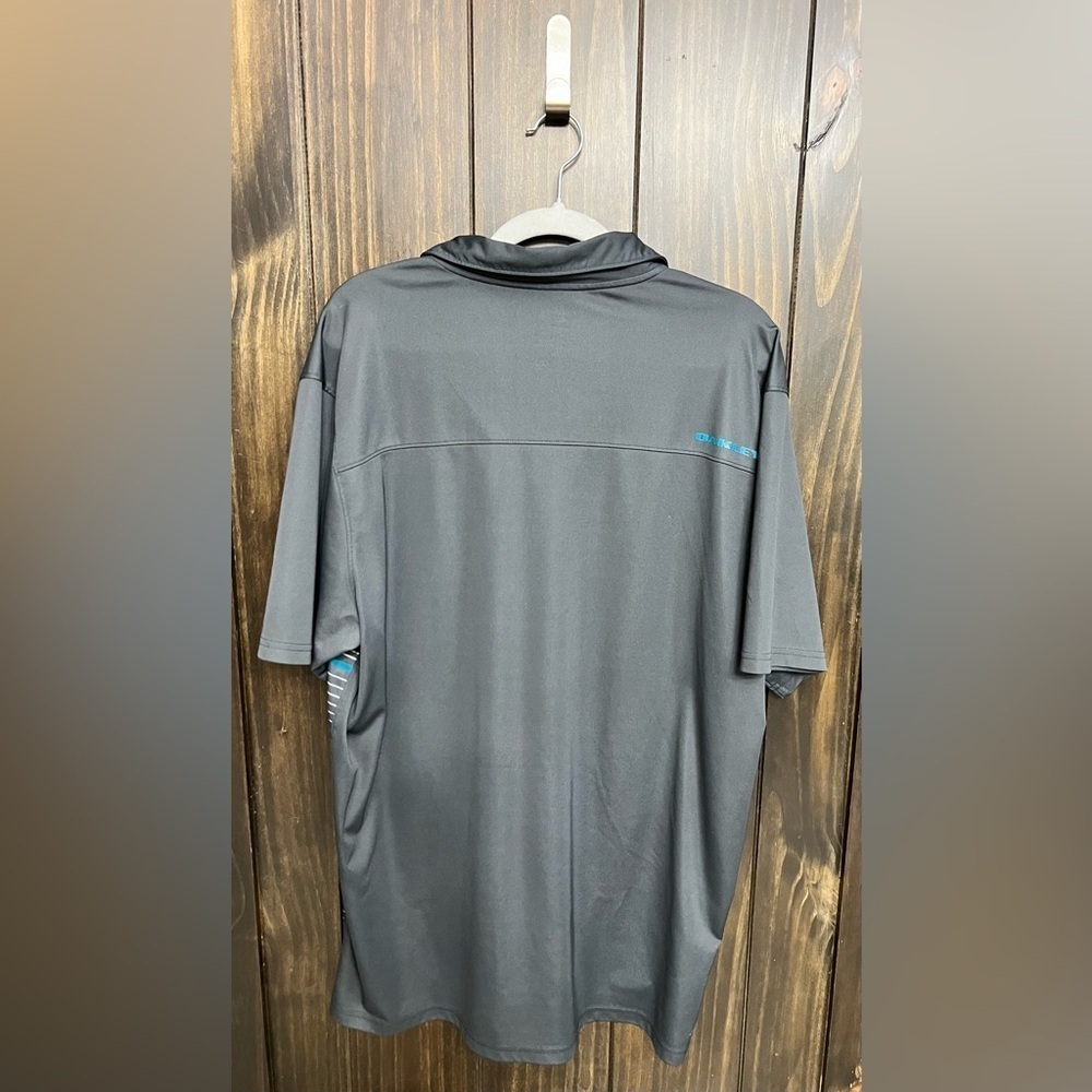 Oakley Gray and Blue Striped Performance Polo Golf Shirt - Picture 5 of 8